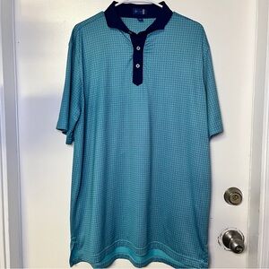 Men’s Stitch Golf Polo Shirt High Performance Blue/Navy Geometric Quick Dry L